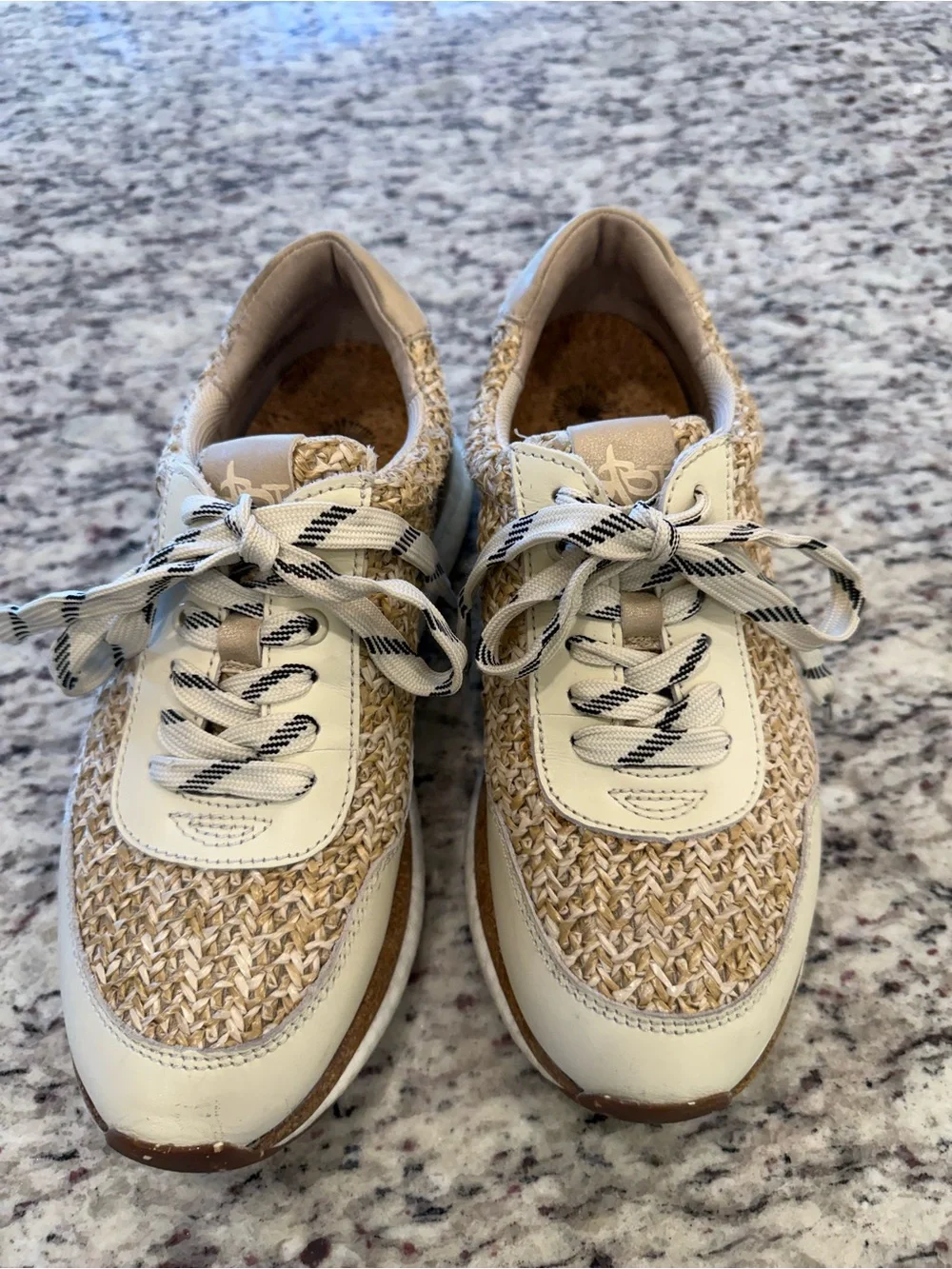 OTBT Beige Woven Lace-Up Sneakers with Cream Accents